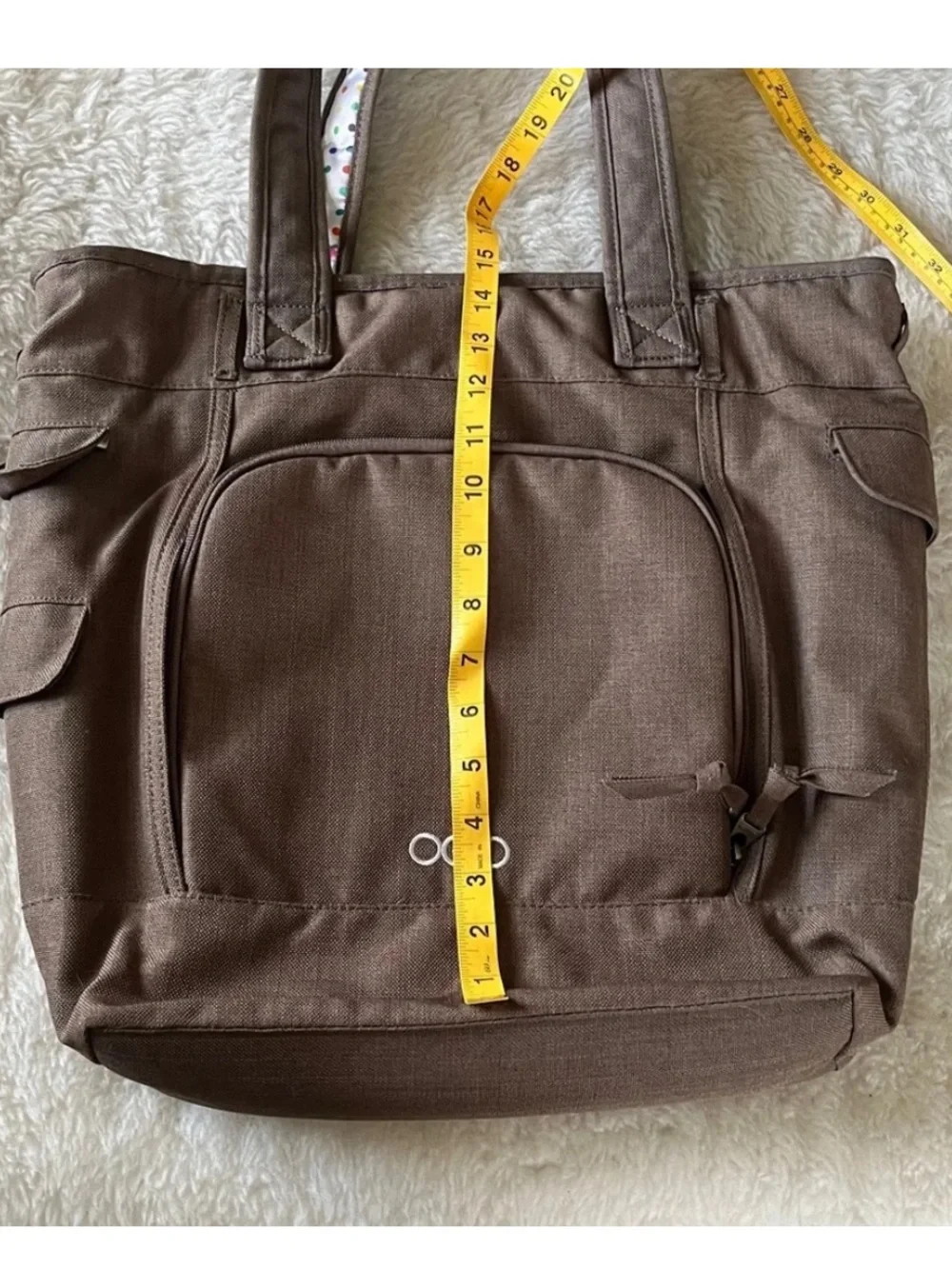 OGIO Taupe woven fabric Laptop Tote Bag with button detail